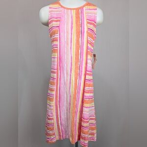 Striped Pink and Orange Midi Dress